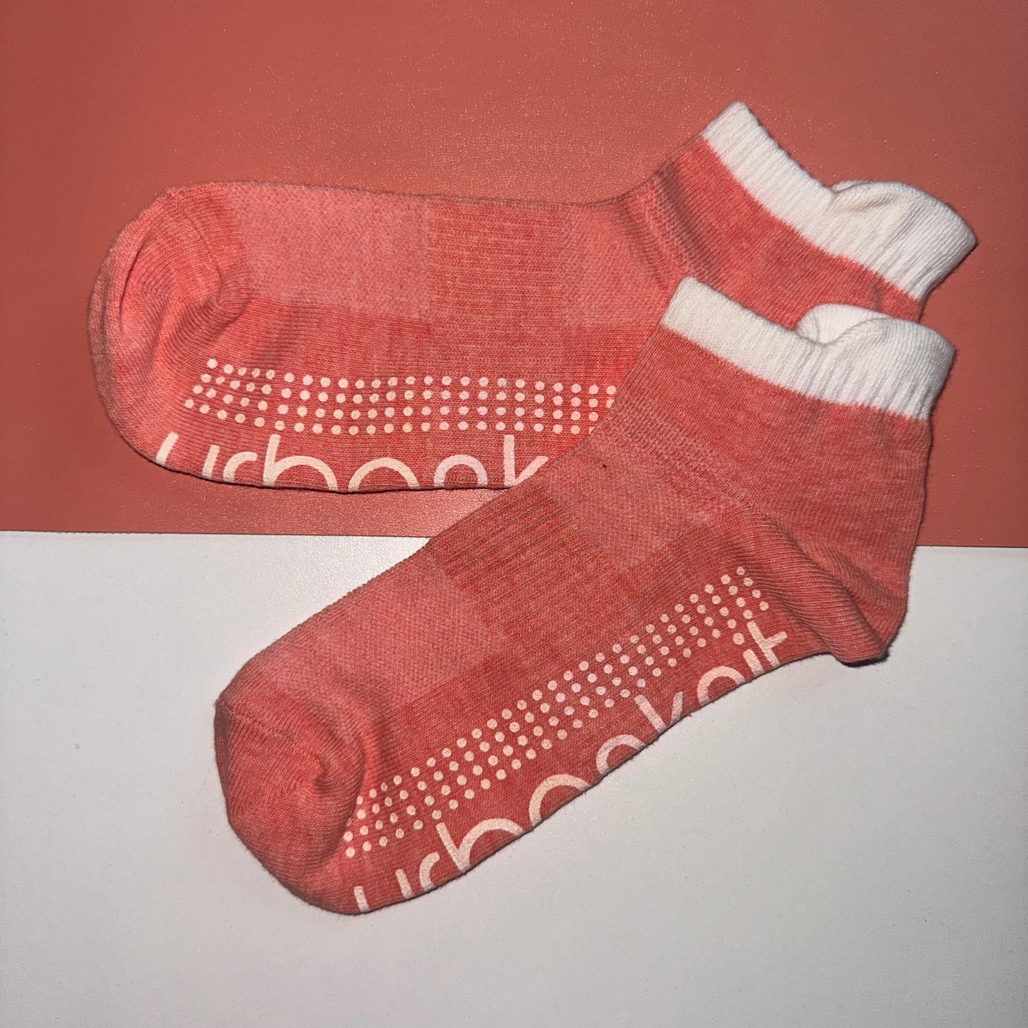 Ladies Mini Crew Pilates Training Sock with Grippers - Blush