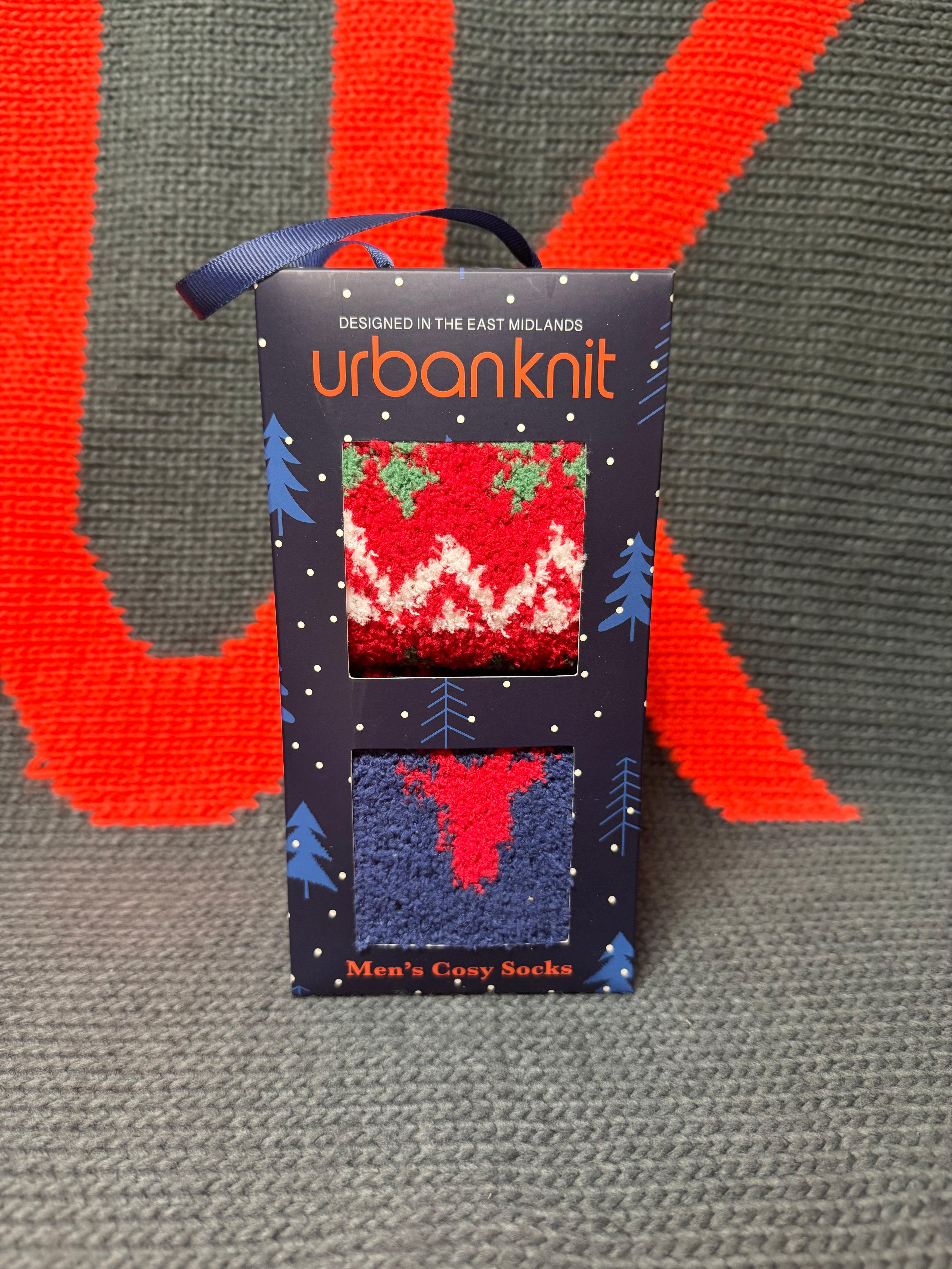 Men's 2pp Cosy Sock In A Box - Stag Fairisle