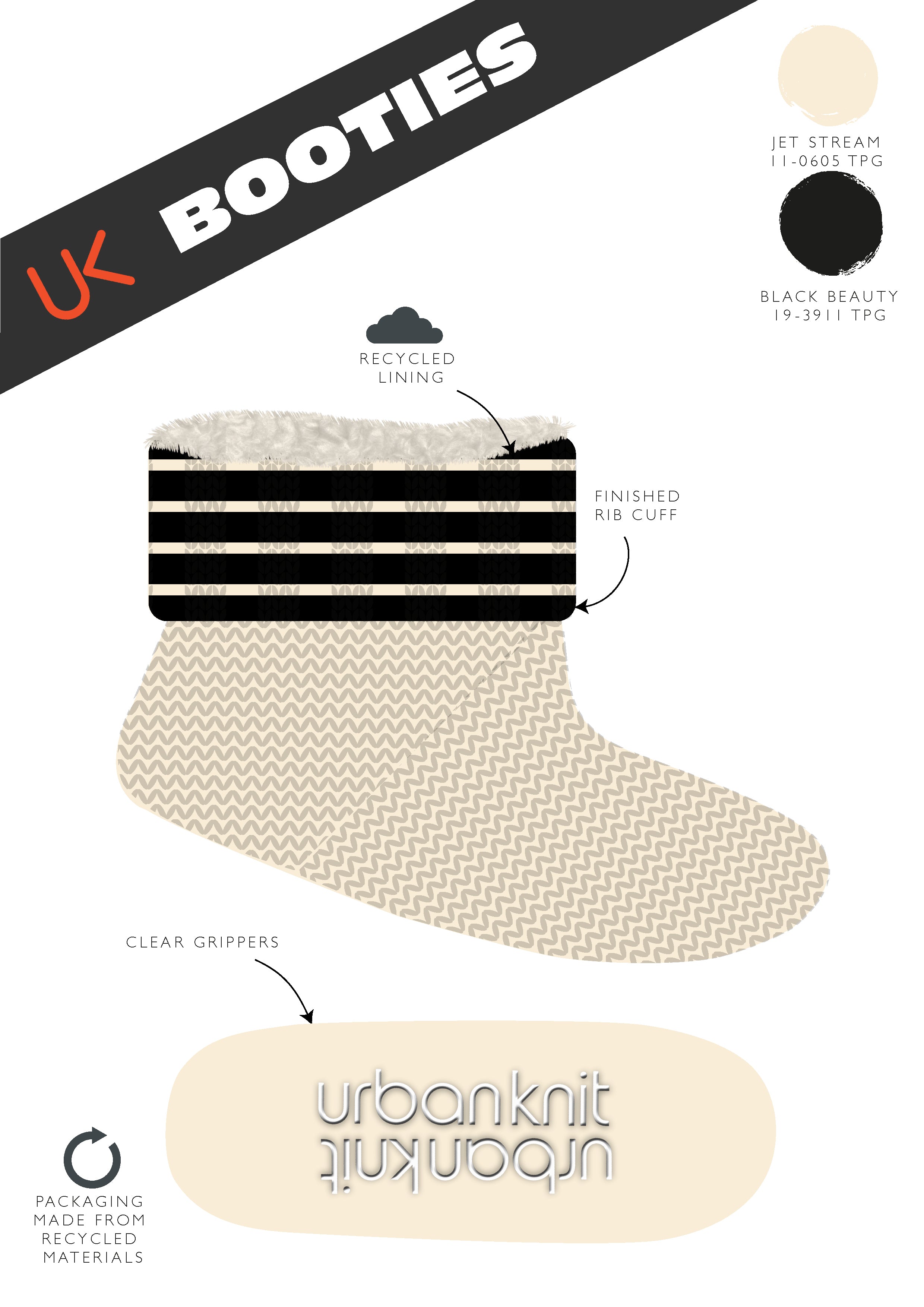 Ladies Cream Stripe Bootie