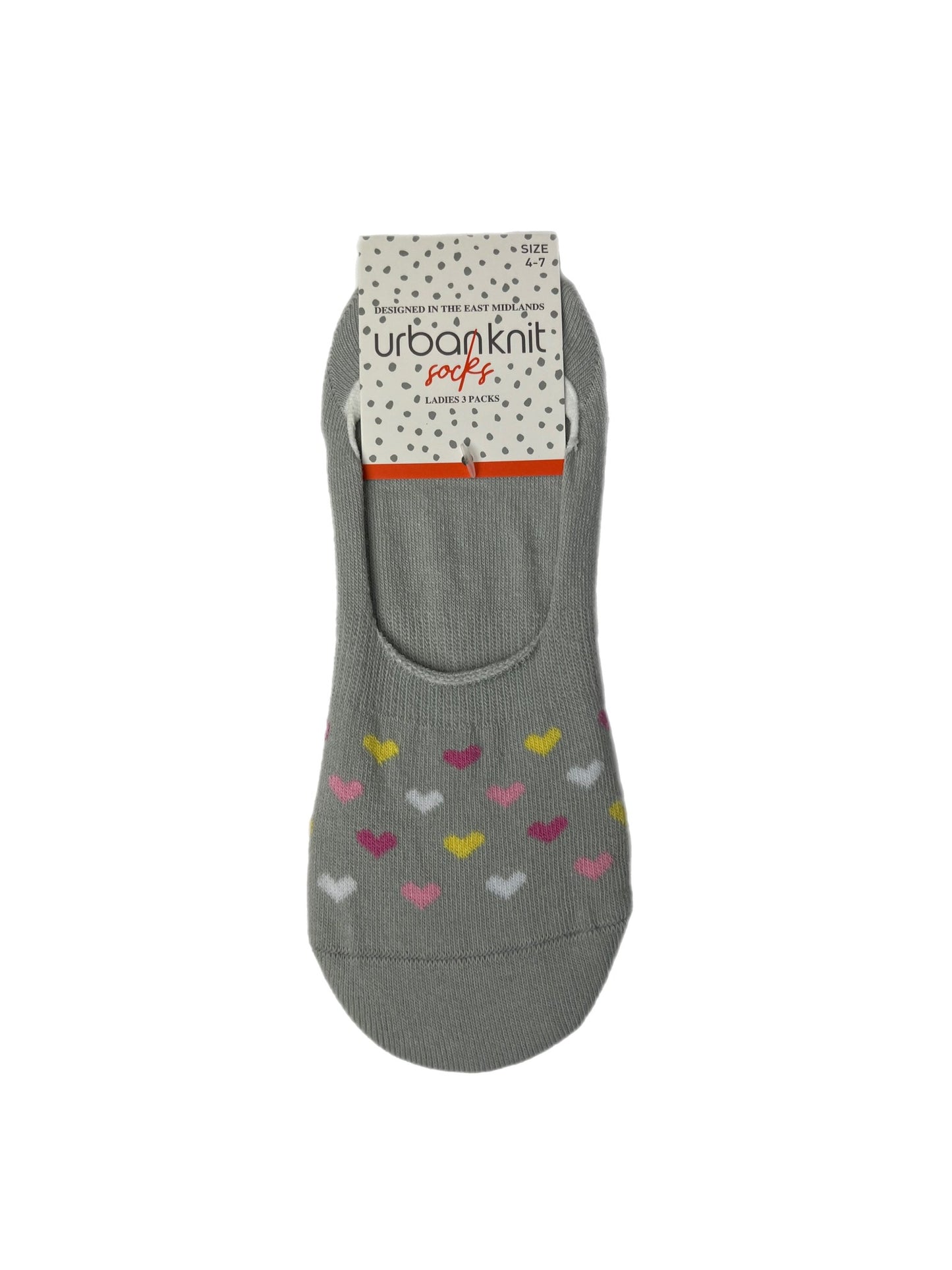 Ladies 3pp Heart Footsie Socks