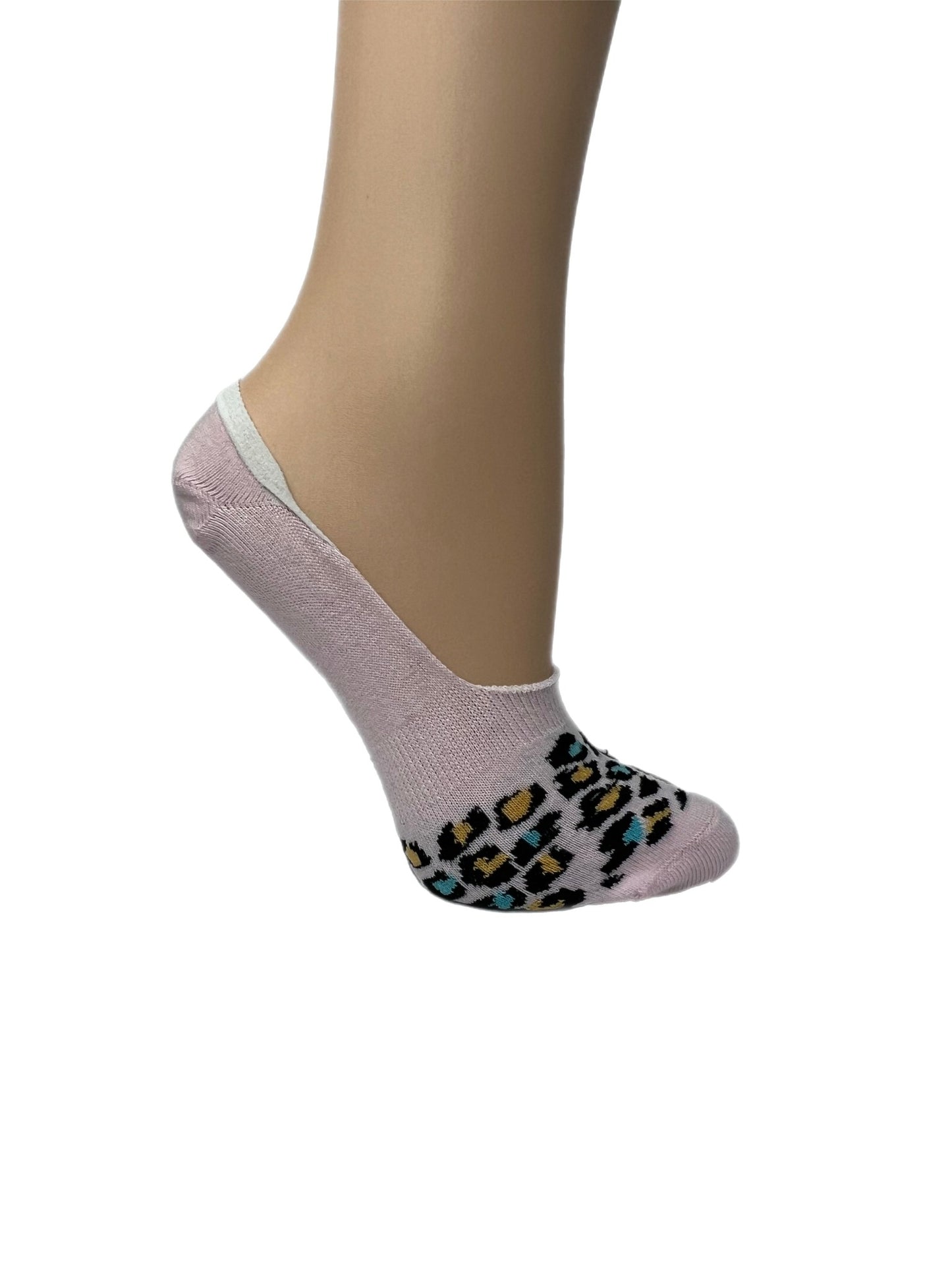 Ladies 3pp Leopard Footsie Socks