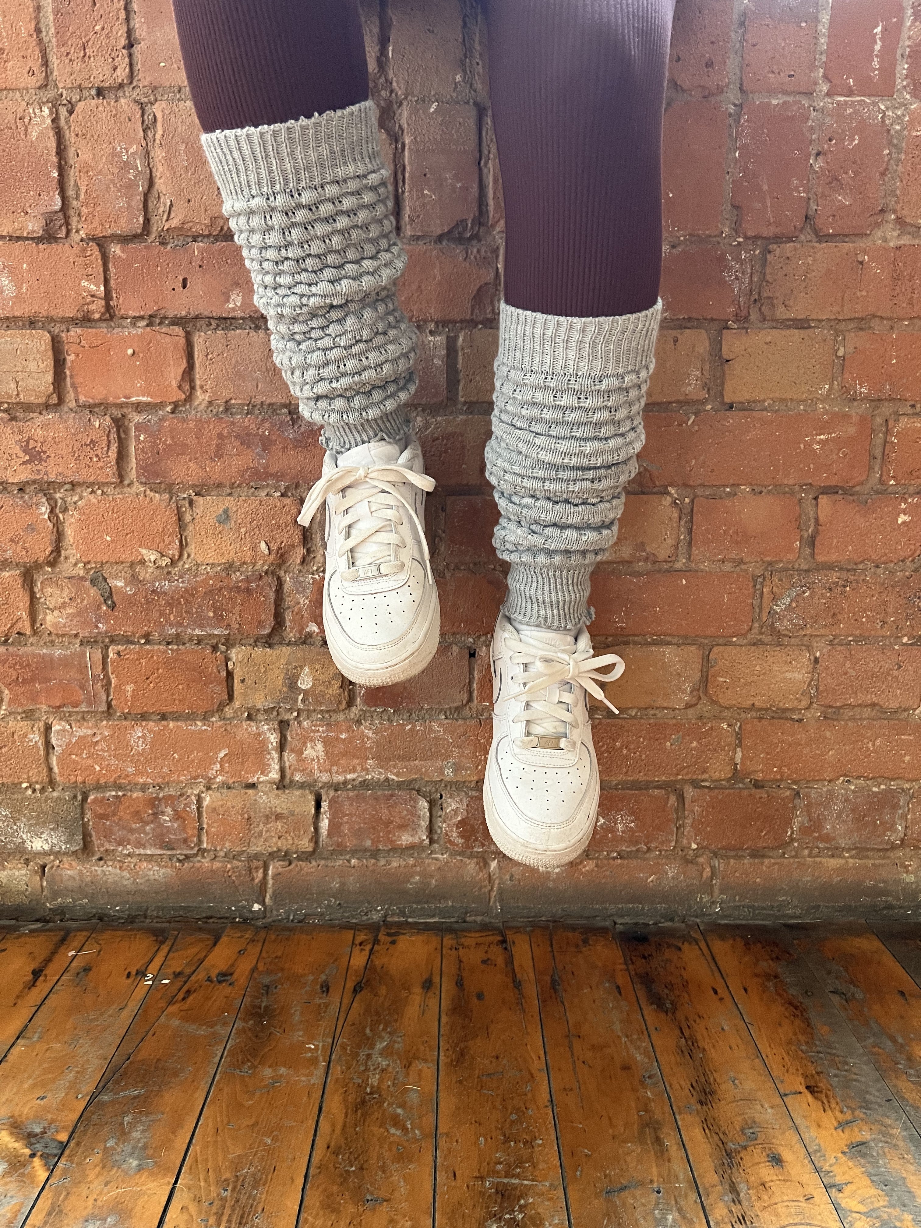 Ladies Grey Waffle Leg Warmer