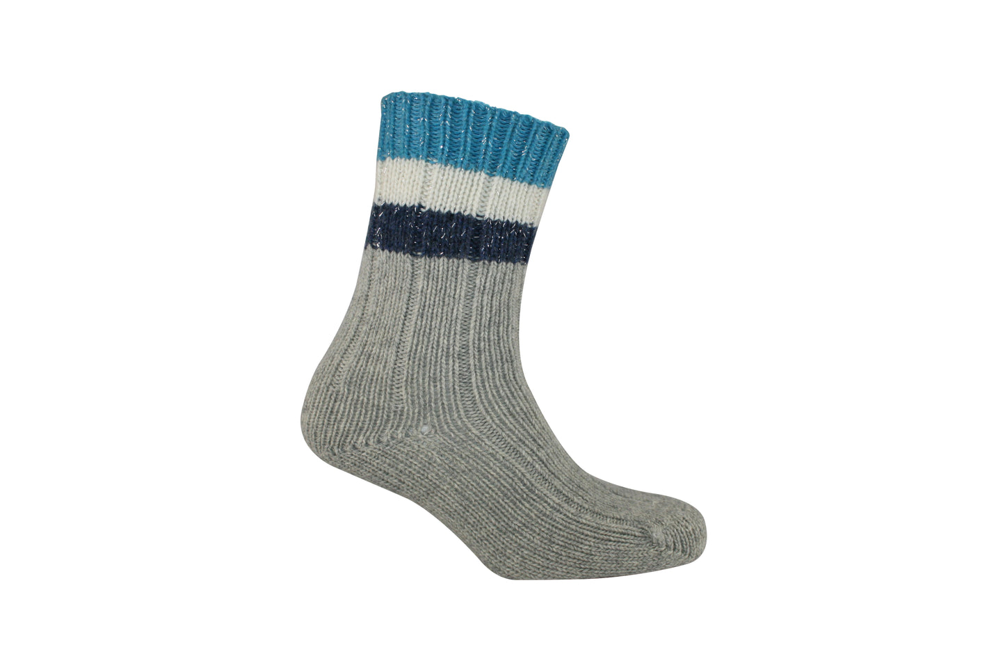 UK1676 Silver Grey Shimmer Stripe Sock