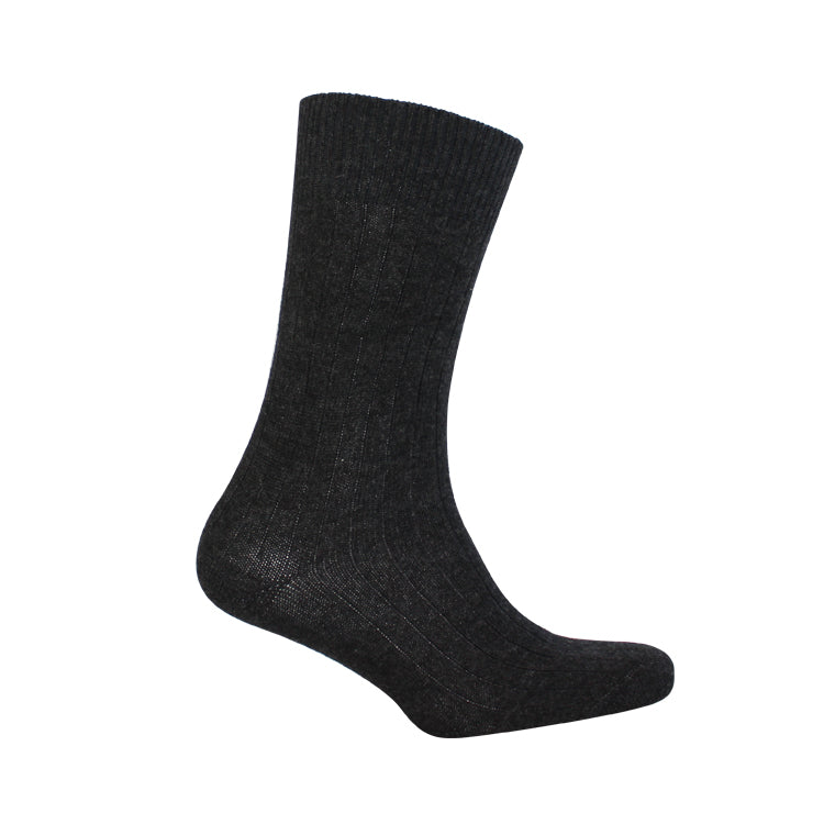 Men's Charcoal Rib Cashmere Socks