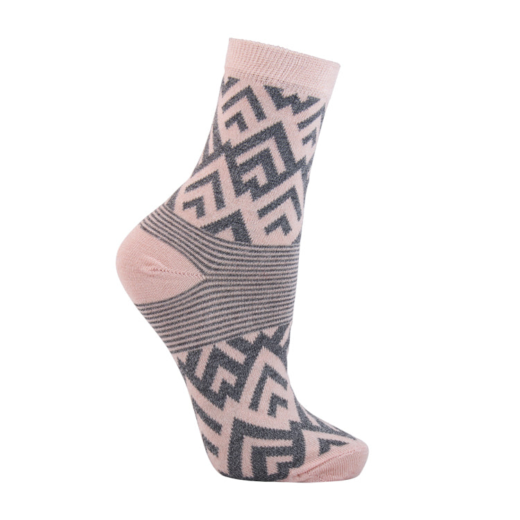 Ladies Blossom Pink Stripe Geo Sock