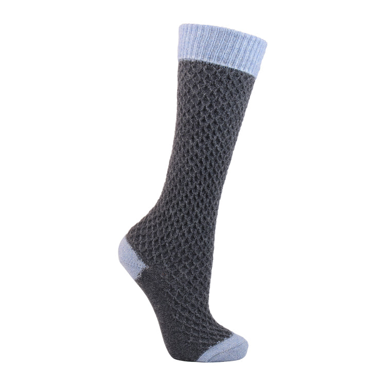 Ladies Slate Grey Waffle Knee High