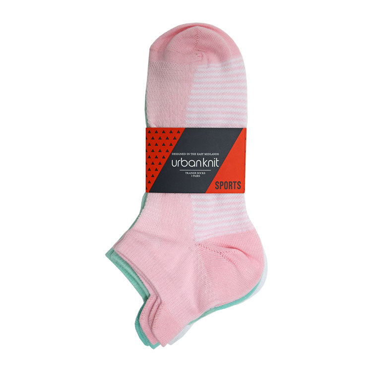 3 Pair Ladies Sports Socks Pastels