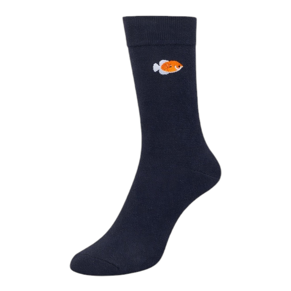 Men's 5pp Embroidery Navy Sea Creatures Socks