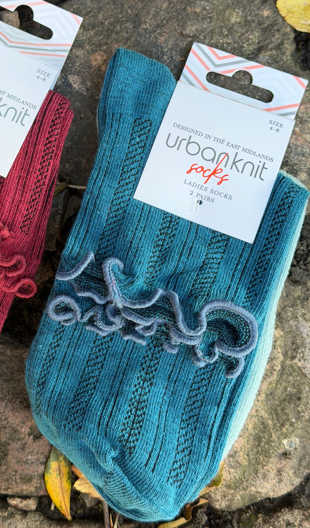 Ladies 2 Pair Pack Frill Blues Socks