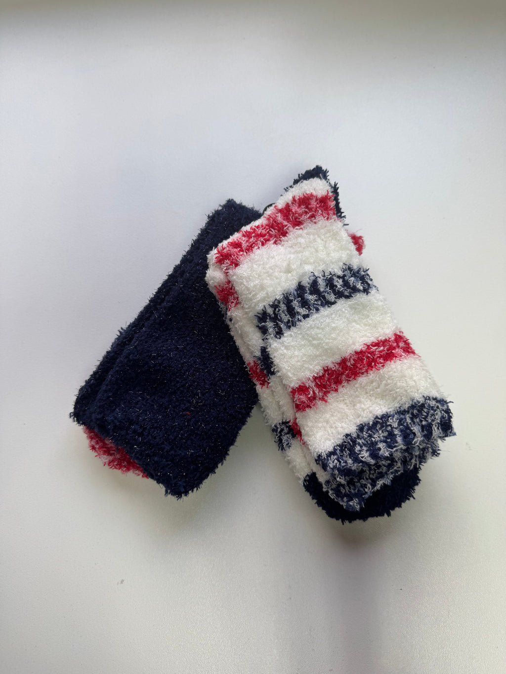 Ladies 2pp Cosy Red Stripes Socks