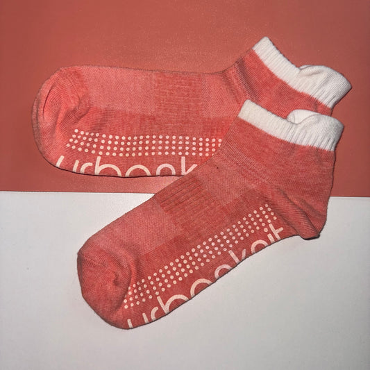 Ladies Mini Crew Pilates Training Sock with Grippers - Blush