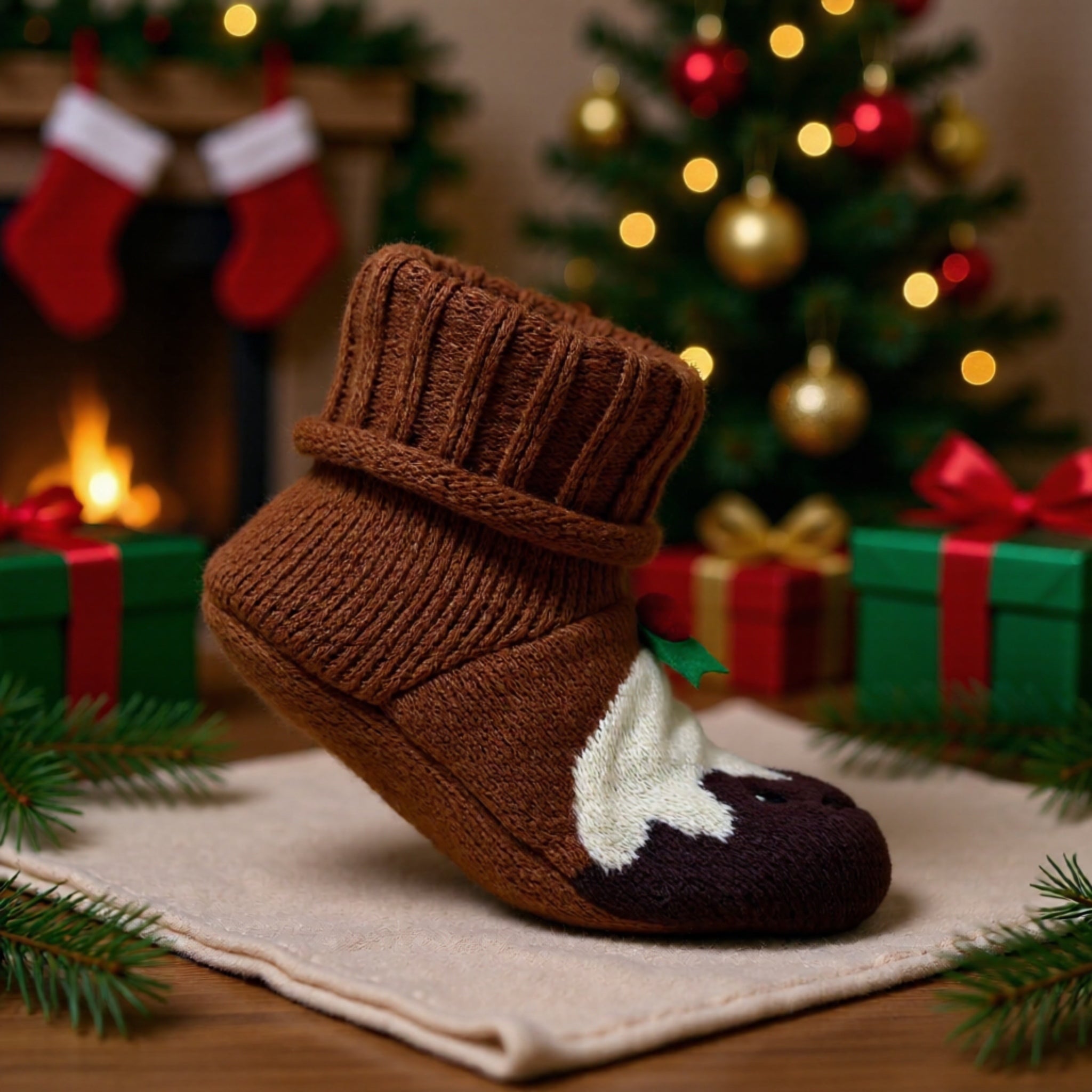 Men's Christmas Pudding Bootie