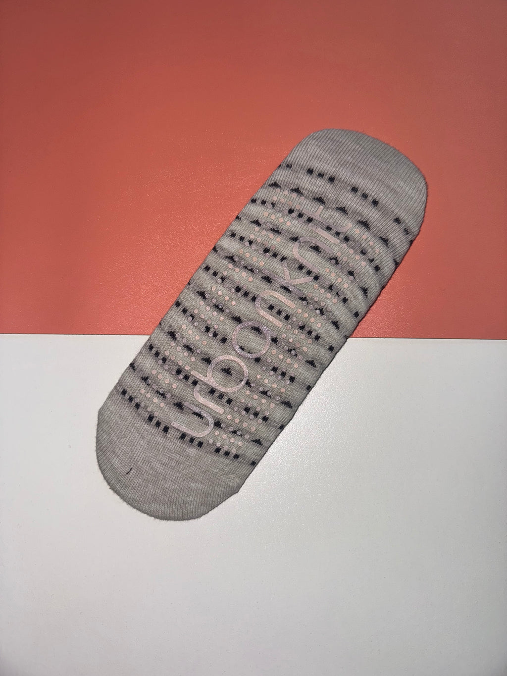 Ladies Stripe Pilates Footsie - Oatmeal Grey