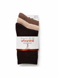 Ladies 3pp Bamboo Ankle Socks - Pointelle Browns