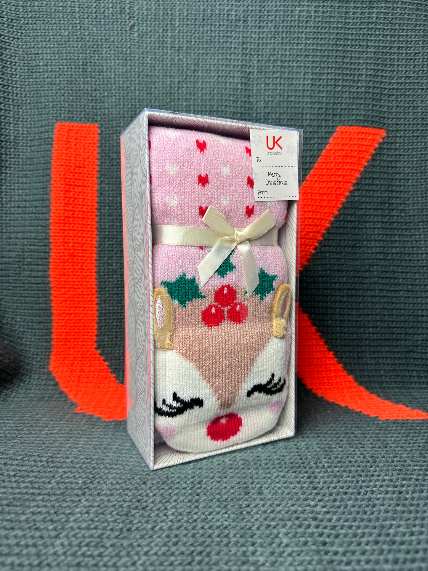 Ladies Reindeer Lounge Sock Gift Box