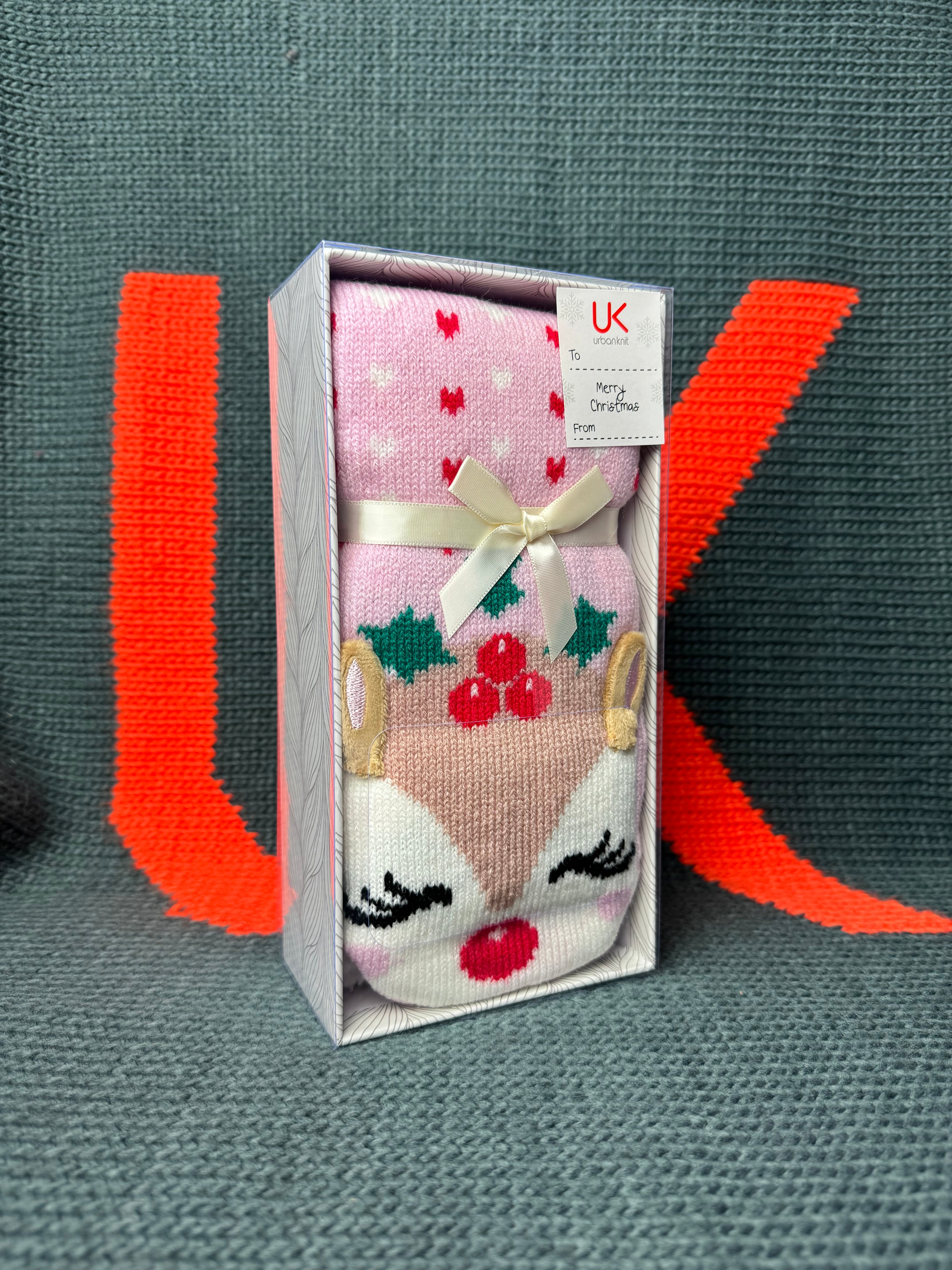 Ladies Reindeer Lounge Sock Gift Box