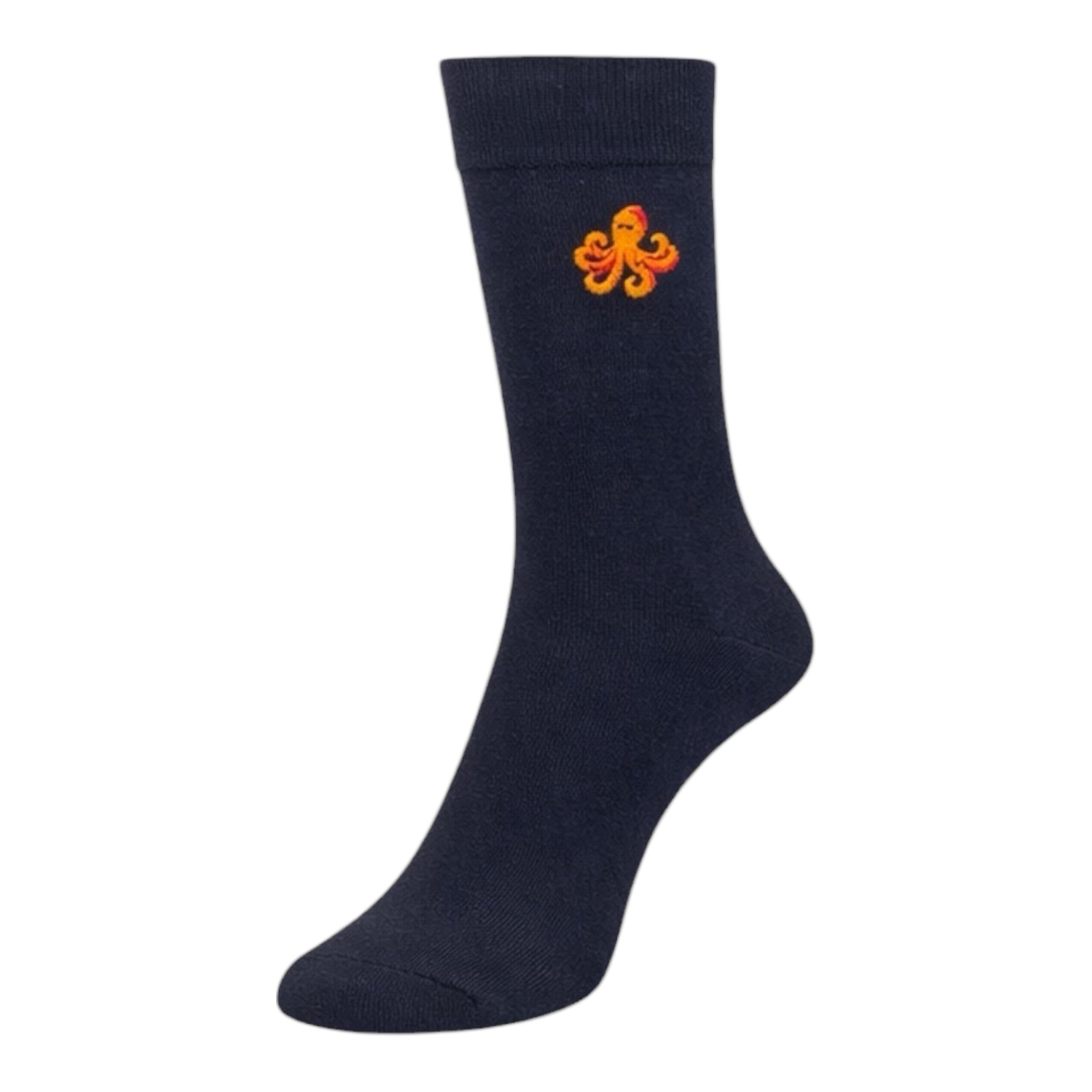 Men's 5pp Embroidery Navy Sea Creatures Socks
