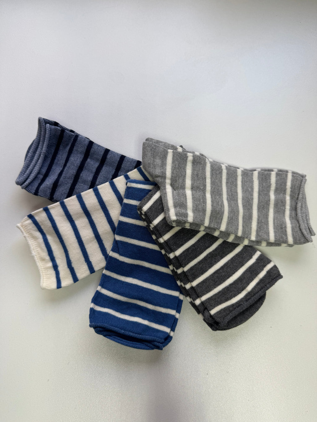 Ladies 5pp Cotton Stripe Ankle Socks