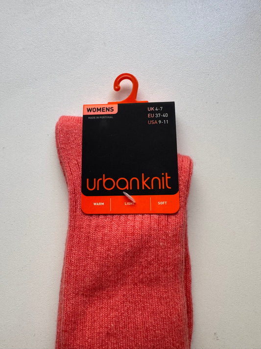 Ladies Peach Cashmere Rib Socks