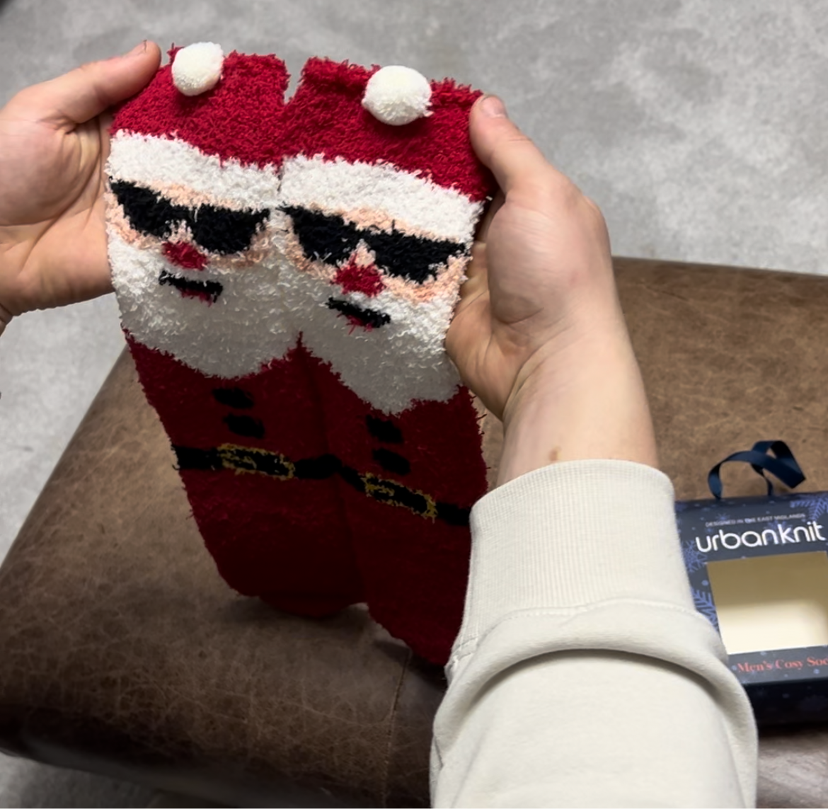 Mens 1pp Cosy Sock In A Box - Santa