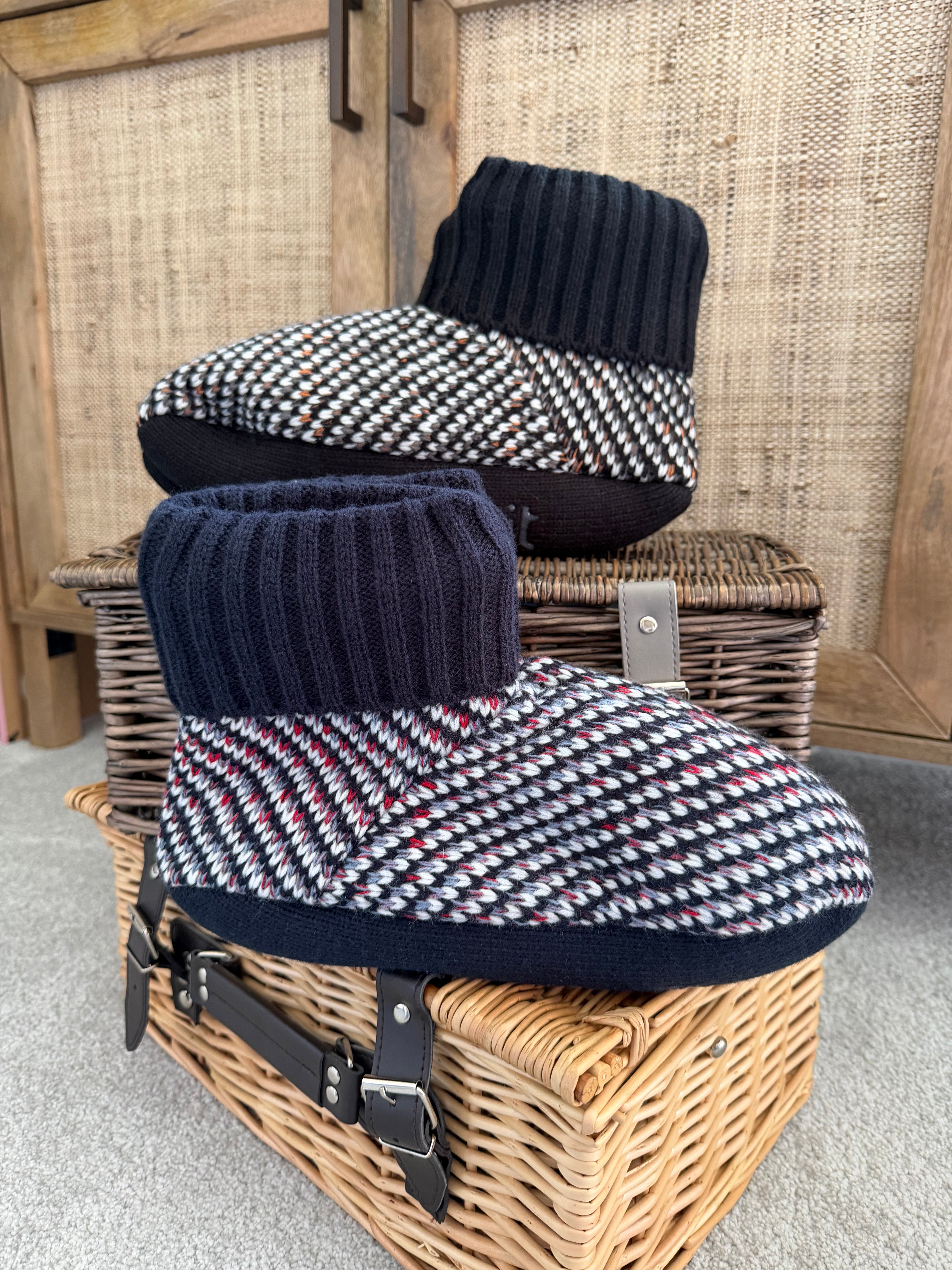 Men's Navy V Stitch Bootie