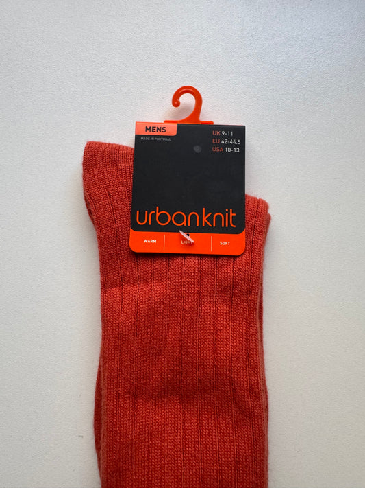 Men's Orange Rib Cashmere Socks