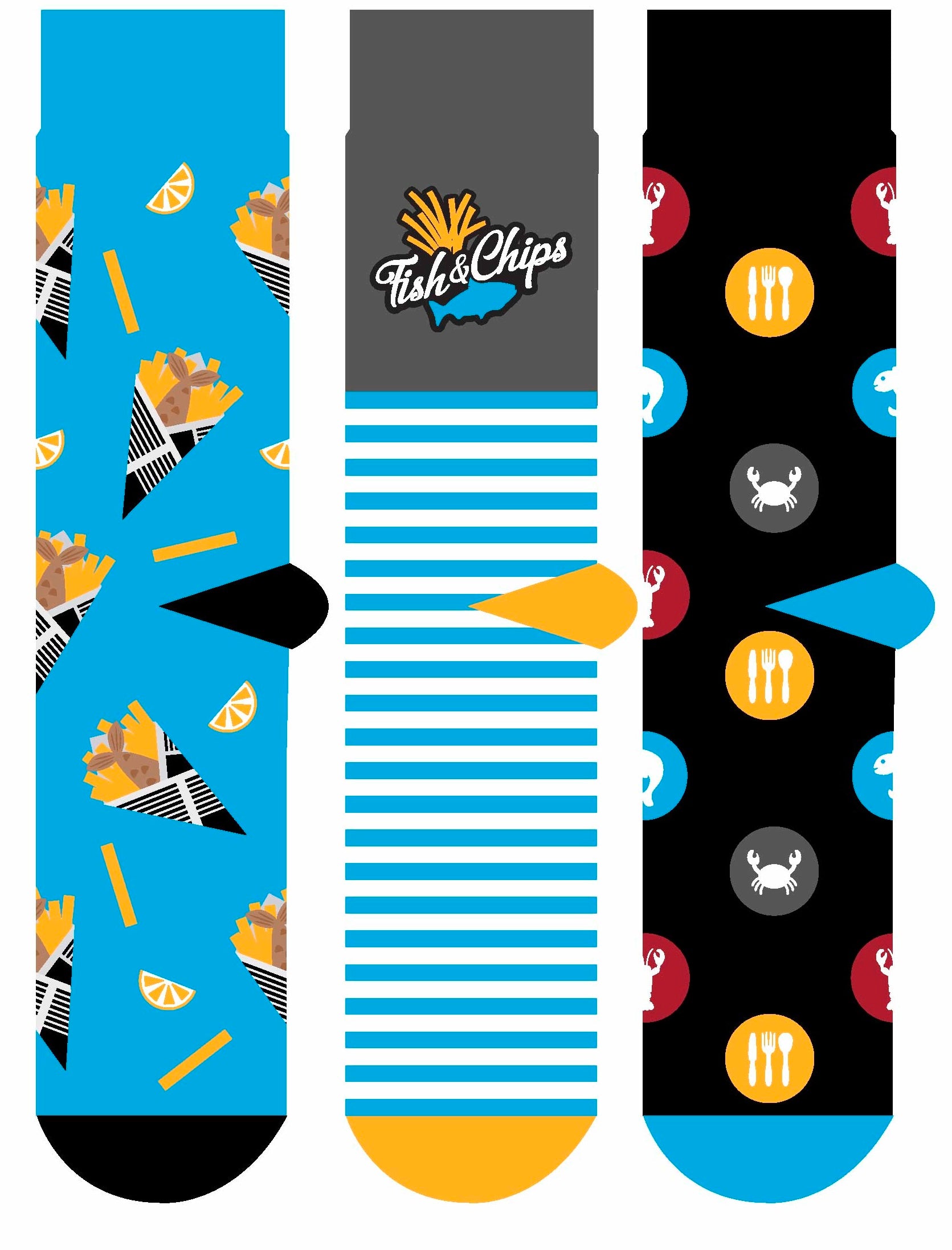Men’s 3-Pair Sock Gift Box - Fish & Chip Pack