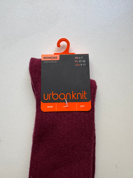 Ladies Burgundy Cashmere Rib Socks