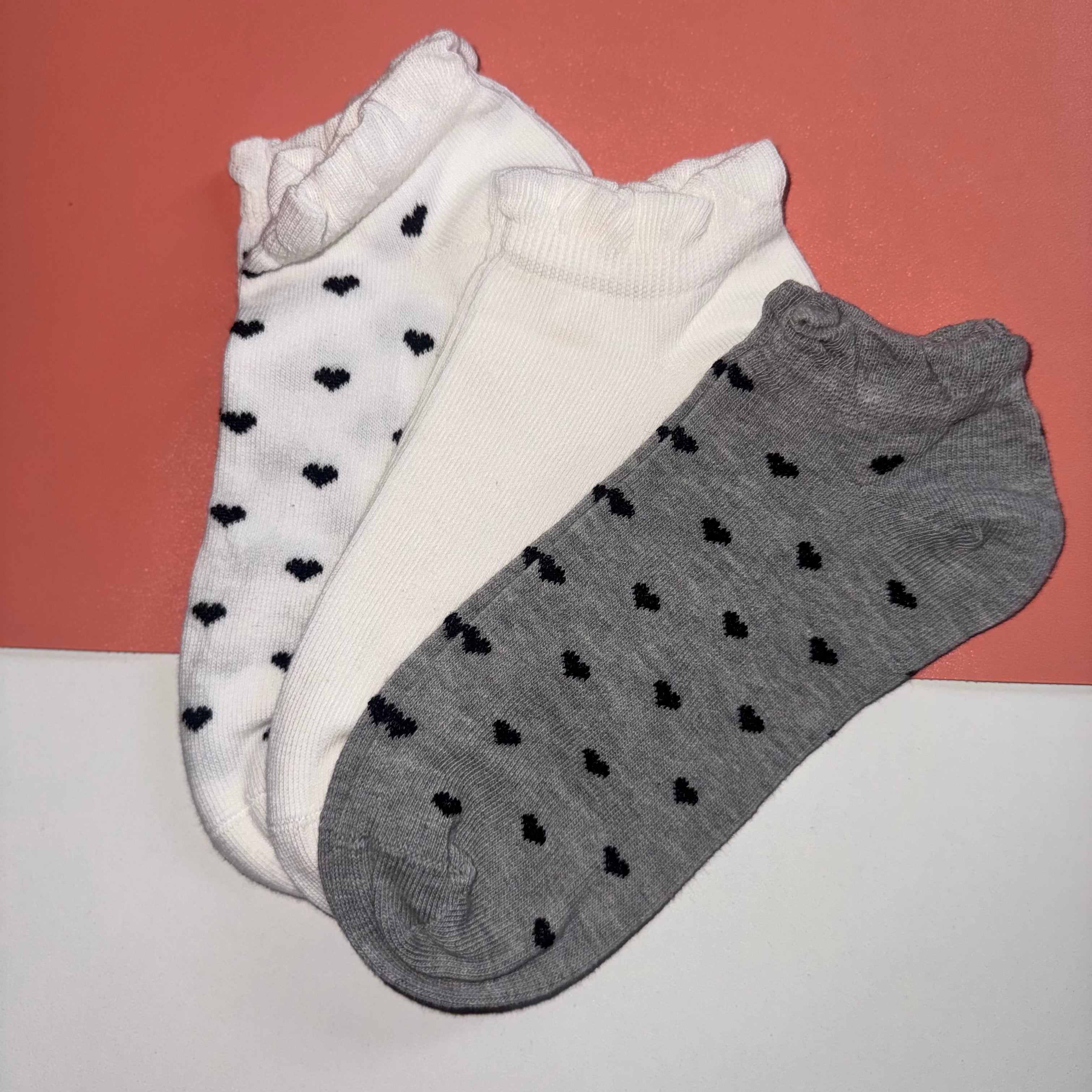 Ladies 3pp Trainer Liner Socks - Hearts