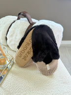 Ladies Everyday Fur Slipper Black/Caramel