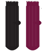 Ladies 2 Pair Pack Frill Burgundy Black Socks