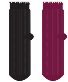 Ladies 2 Pair Pack Frill Burgundy Black Socks