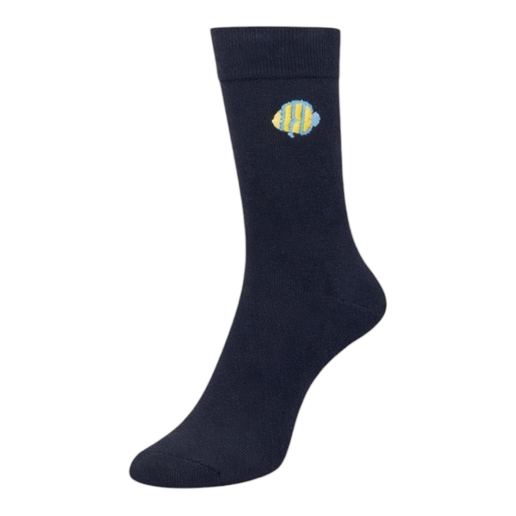 Men's 5pp Embroidery Navy Sea Creatures Socks