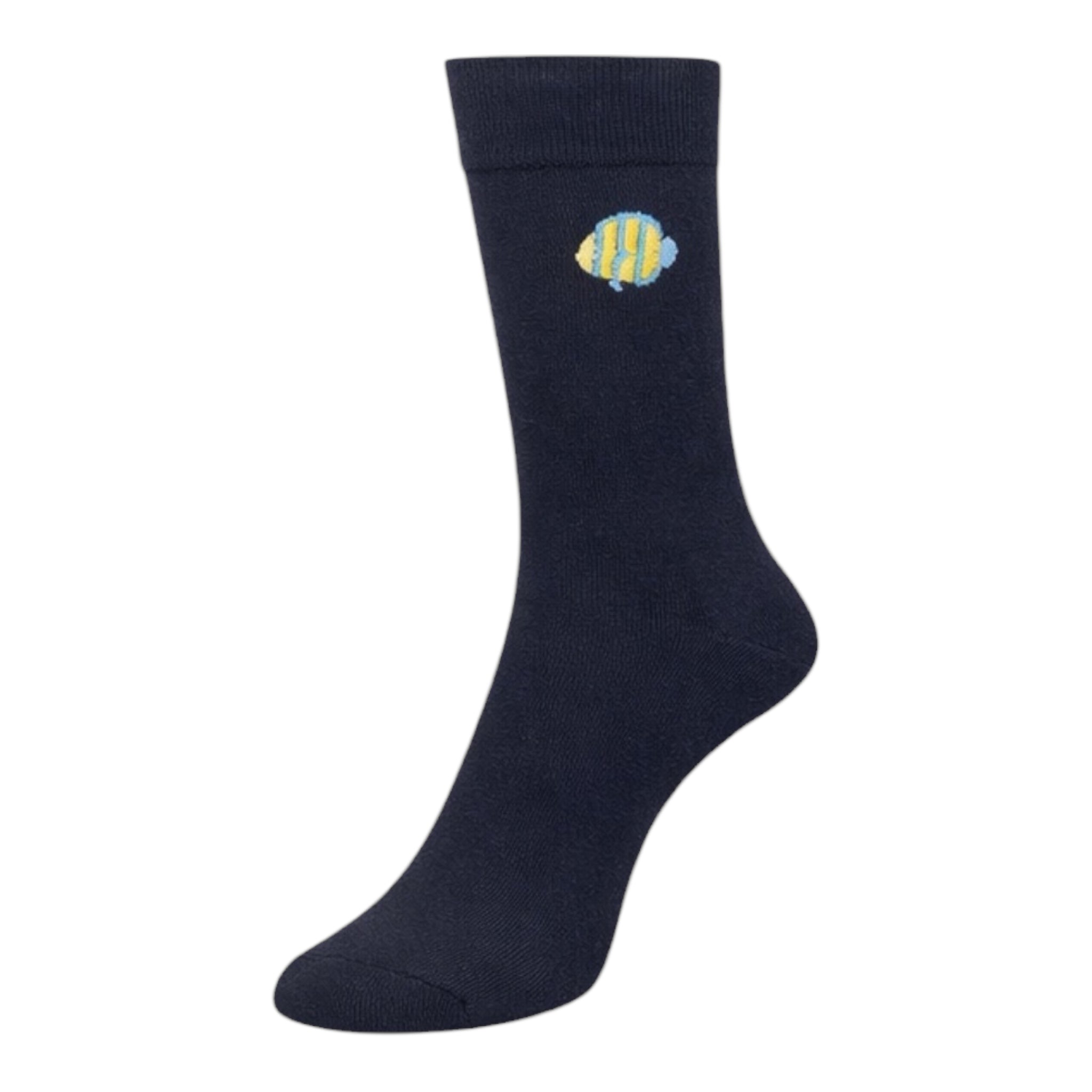 Men's 5pp Embroidery Navy Sea Creatures Socks