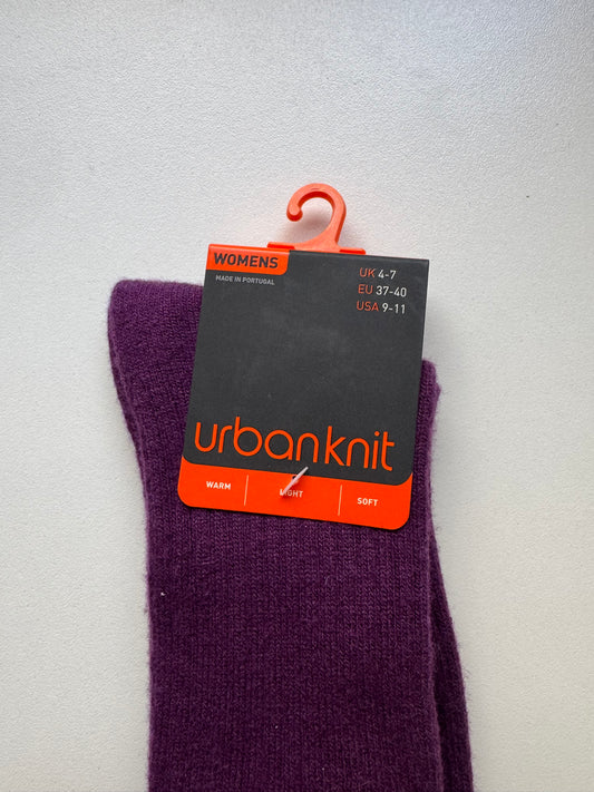 Ladies Purple Cashmere Rib Socks