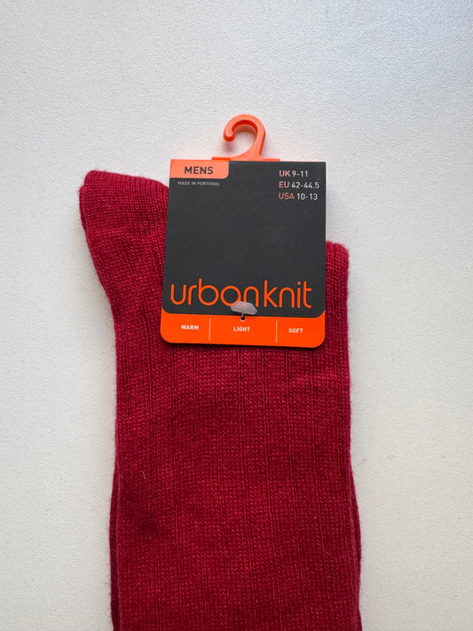 Men's Red Rib Cashmere Socks
