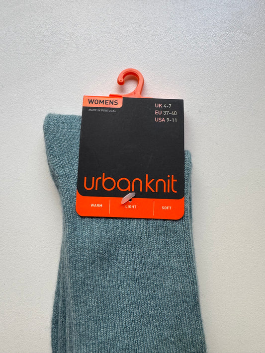 Ladies Blue Cashmere Rib Socks