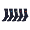 Men's 5pp Embroidery Navy Sea Creatures Socks