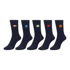 Men's 5pp Embroidery Navy Sea Creatures Socks