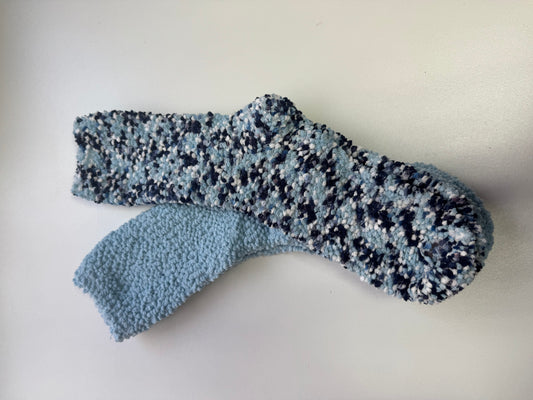 Ladies 2pp Blue Popcorn Fleece Socks