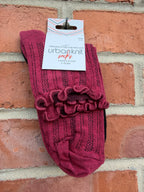 Ladies 2 Pair Pack Frill Burgundy Black Socks