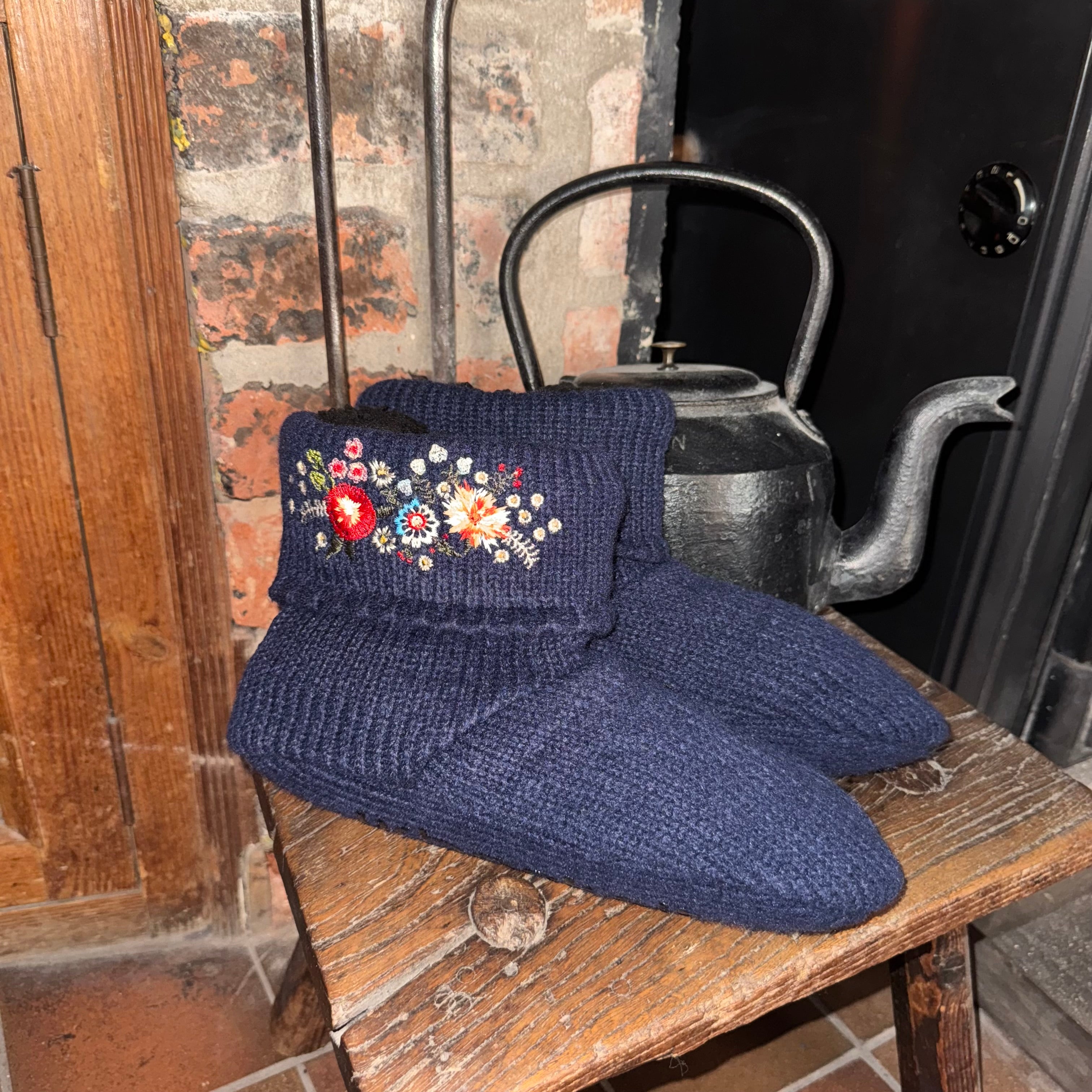 Ladies Midnight Floral Embroidery Bootie