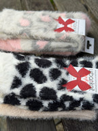Ladies 2 Pair Pack Fluffy Cow Print Socks