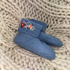 Ladies Denim Floral Embroidery Bootie