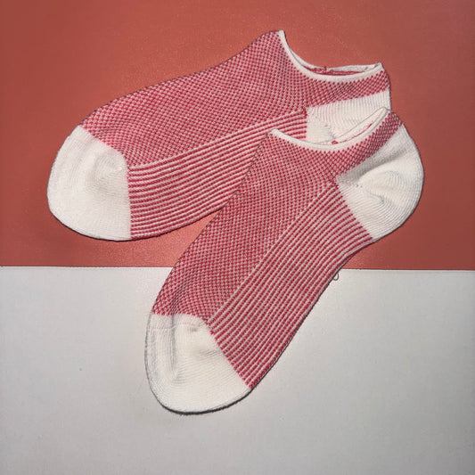Ladies Narrow Welt Fleck Trainer Liner - Coral/Cream