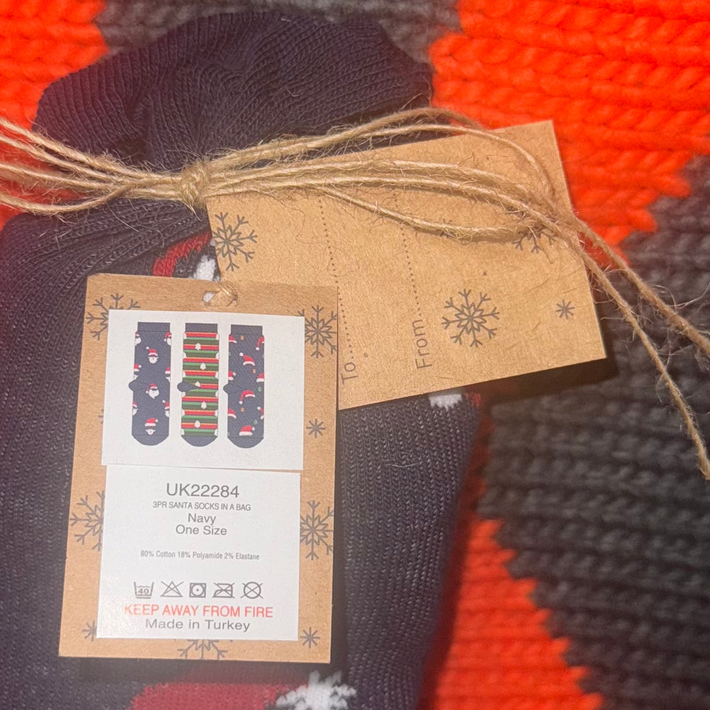 Men's 3pr Santa Socks In A Bag