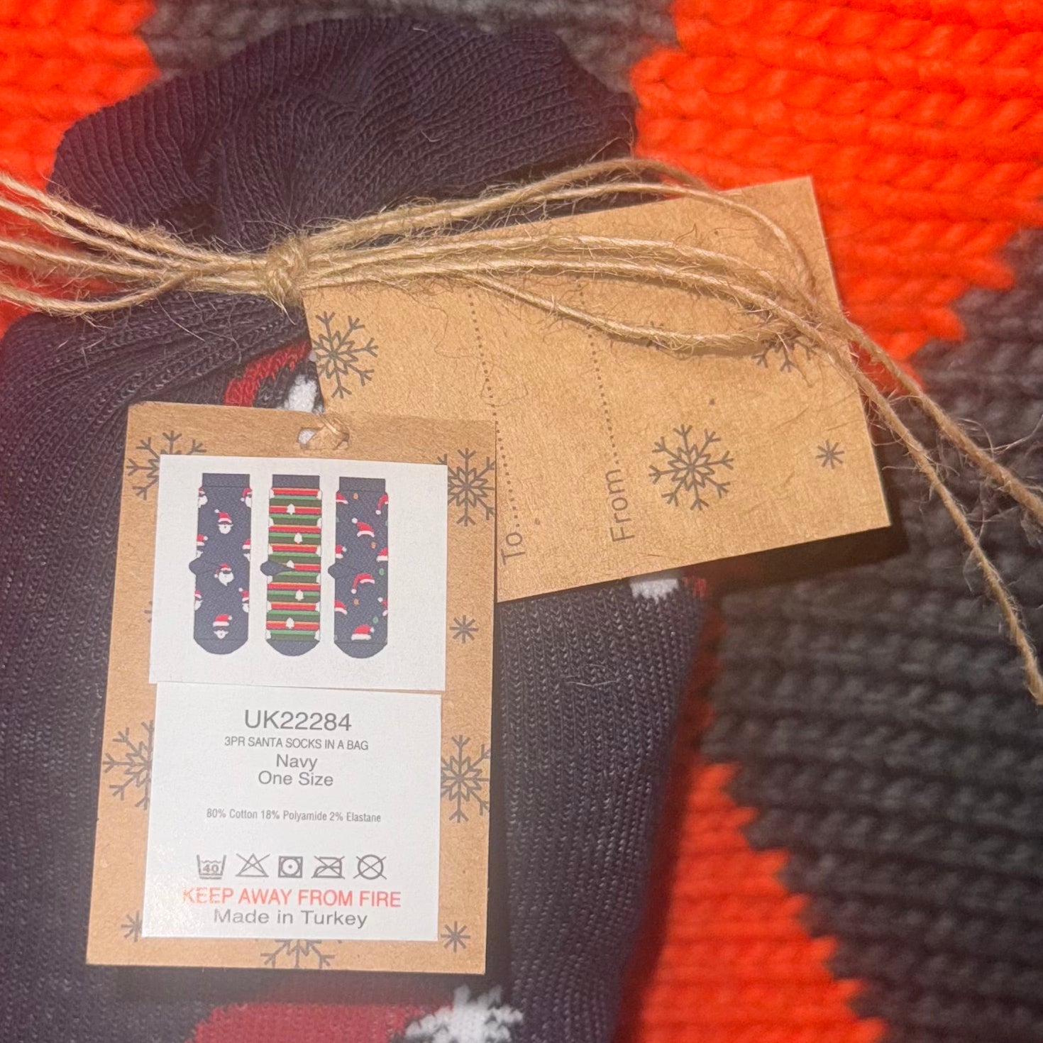 Men's 3pr Santa Socks In A Bag