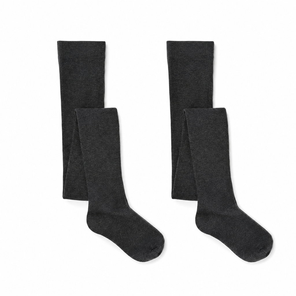 KIDS COTTON SCHOOL TIGHTS - 2 PAIR PACK