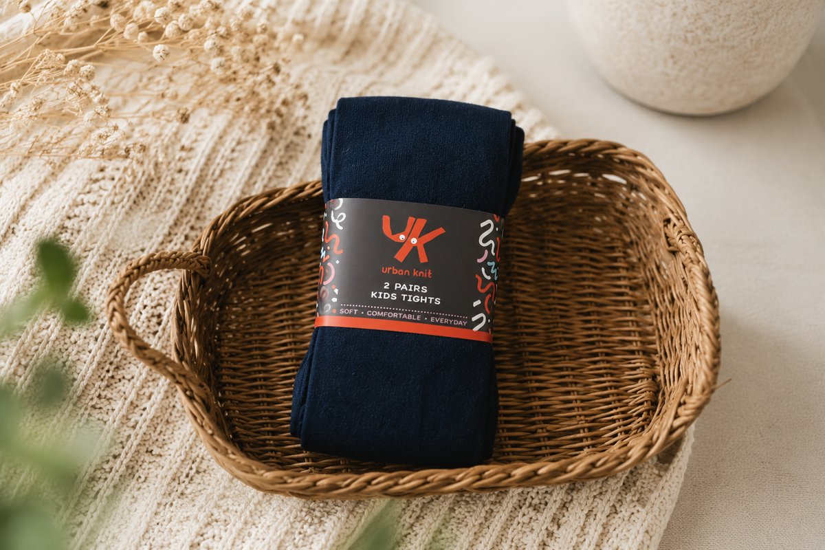 KIDS COTTON SCHOOL TIGHTS - 2 PAIR PACK