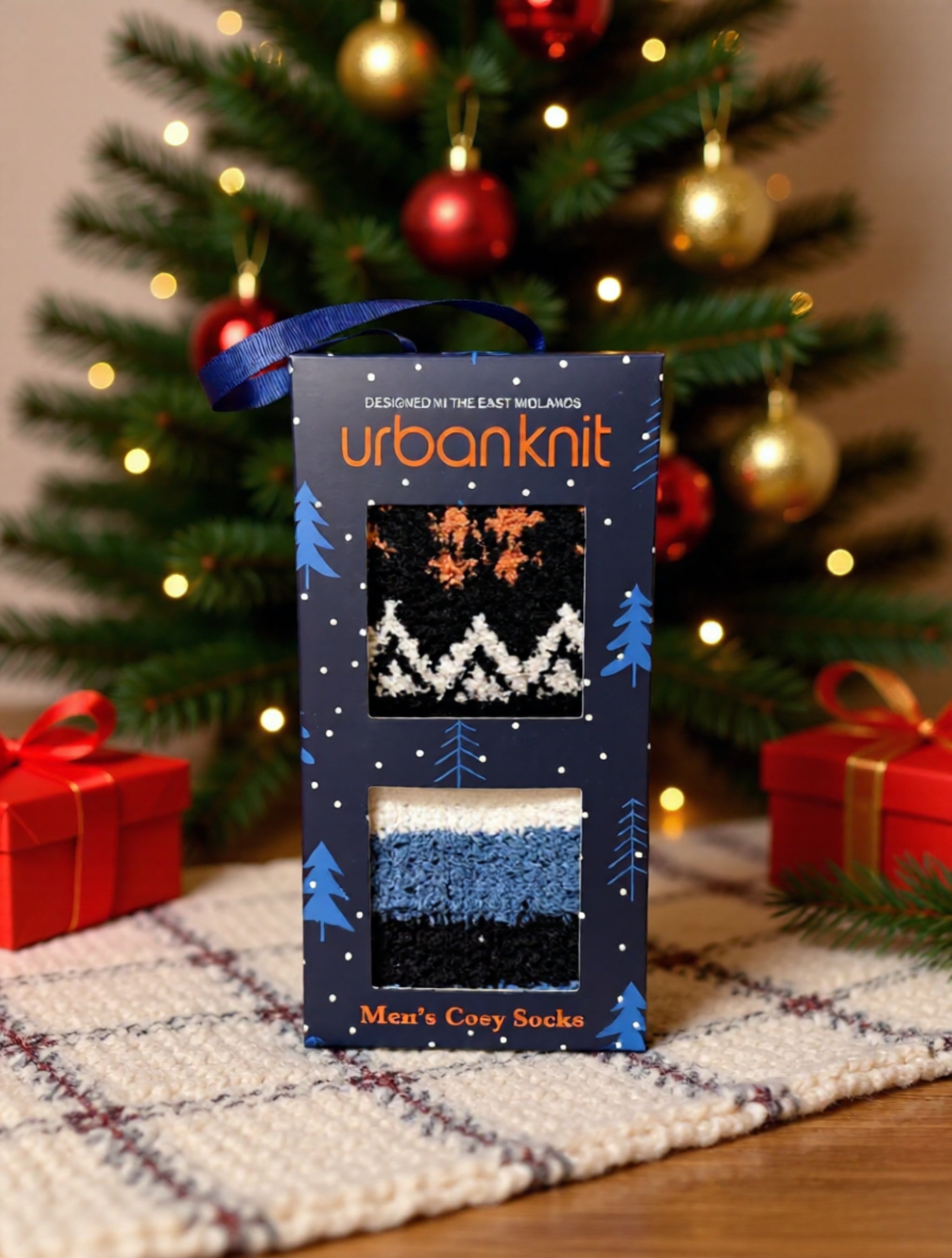 Men's 2pp Cosy Sock In A Box - Stripe Fairisle